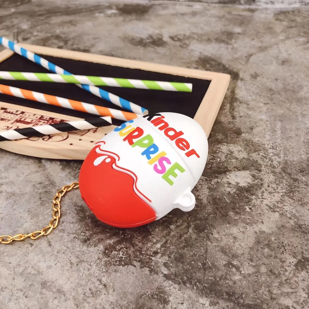 3D милый чехол для наушников kinder fun eggs Bluetooth AirPods 1 2 роскошная прекрасная шоколадная