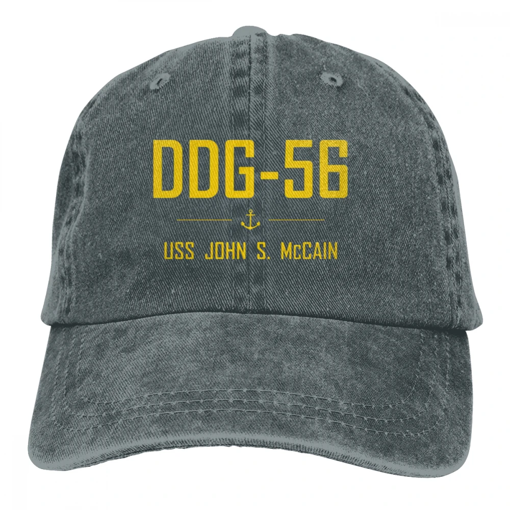 DDG-56 USS John S McCain Casquette Черная мужская и женская джинсовая бейсболка с ремешком