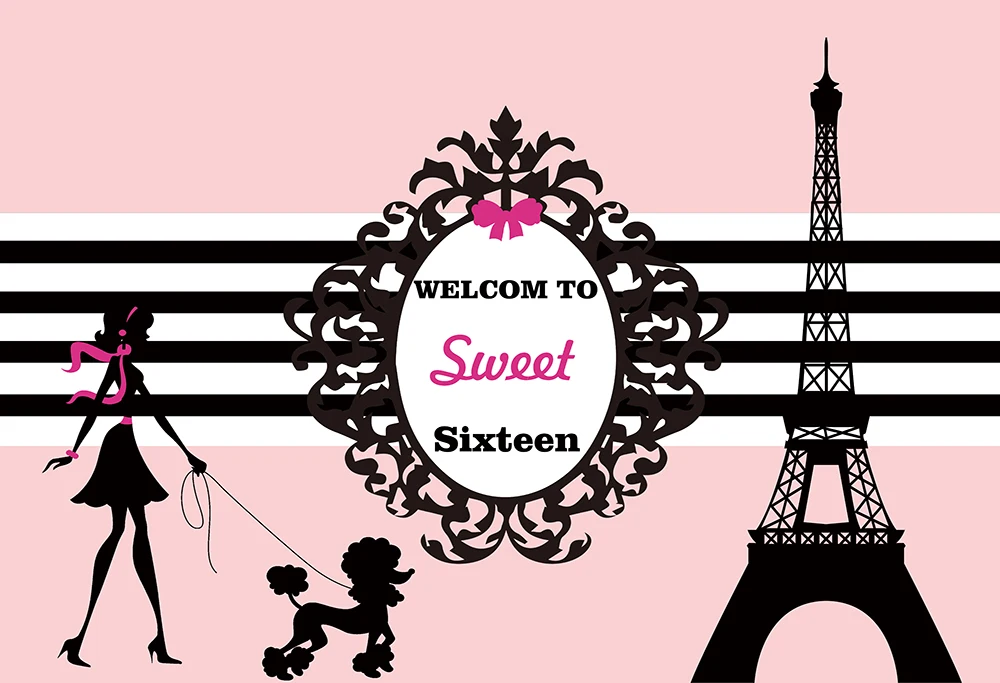 Фон для фотосъемки с изображением девушки 16 го Парижа на день рождения Эйфелева