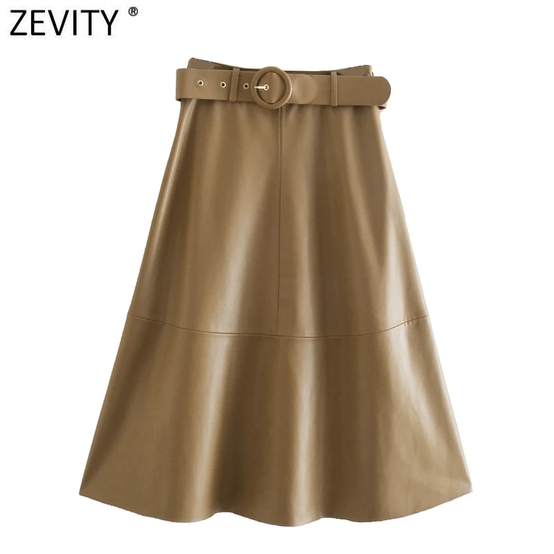 

Юбка-миди трапециевидная из ПУ кожи, на молнии