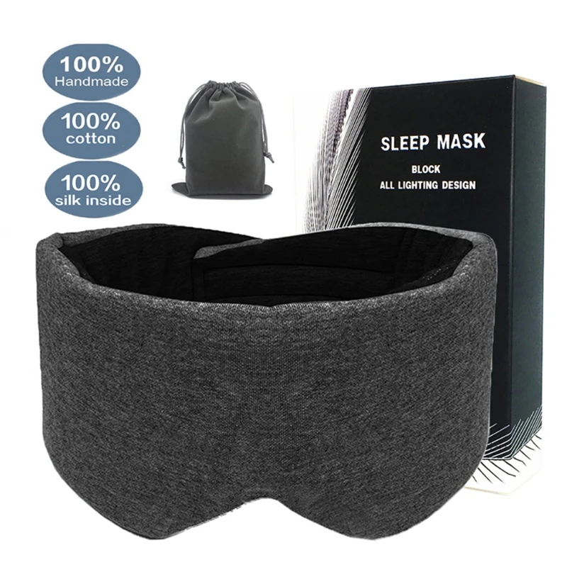 

Men Women Cotton Blackout Eye Mask Oversized Eyeshade Cover Breathable Adjustable Nap Travel Sleeping Blinder Blindfold