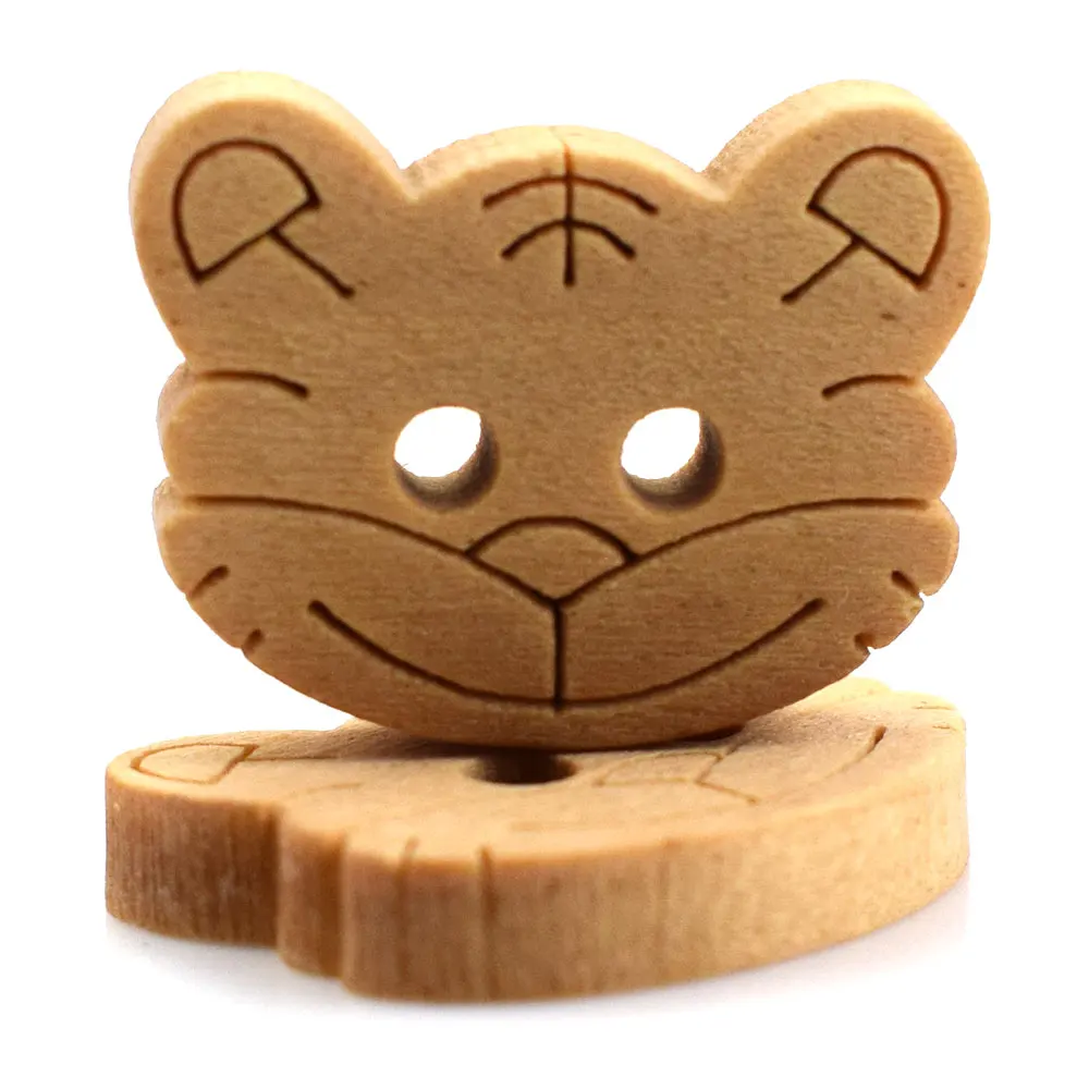 

500 шт., деревянные декоративные пуговицы в виде головы тигра