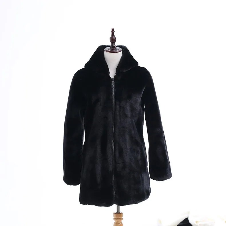 Пальто женское из искусственного меха на молнии с длинным рукавом в готическом