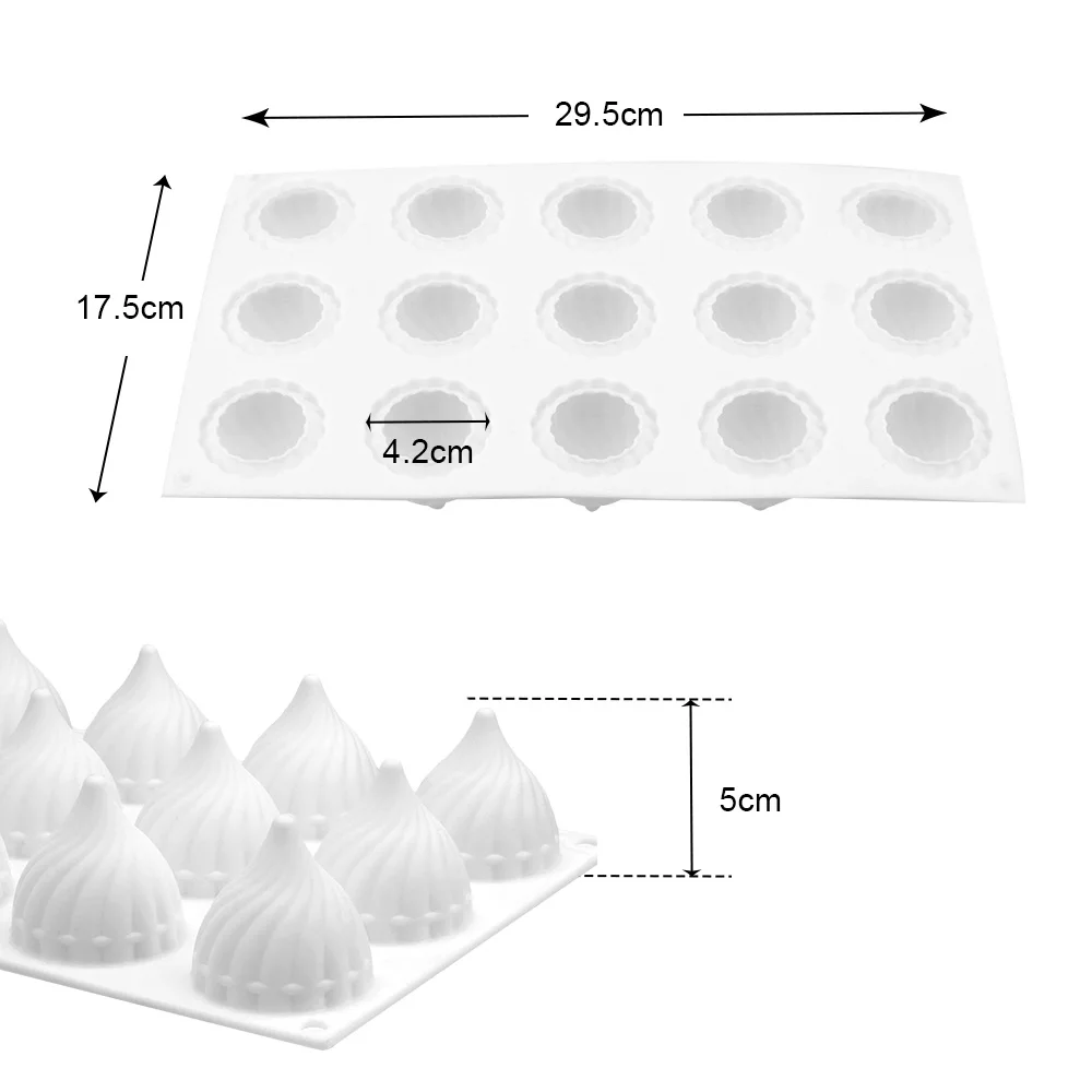 

15 Cavity Dessert Pastry Molds Cake Decorating Tools DIY Buns-Shaped Dessert Mousse Bakeware Silicone Cake Mold