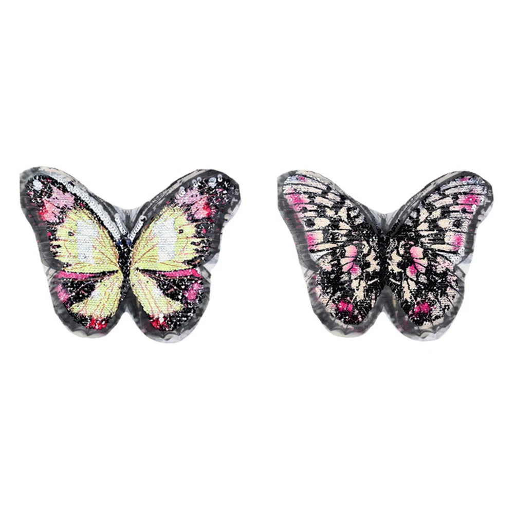 DIY синяя бабочка Реверсивные блестки пришить патч для одежды ремесла пальто