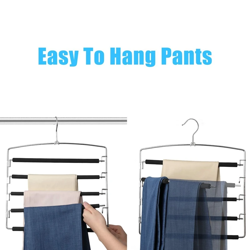 Вешалка для брюк 5 Слои металла Non Slip заполненные пеной с поворотным механизмом