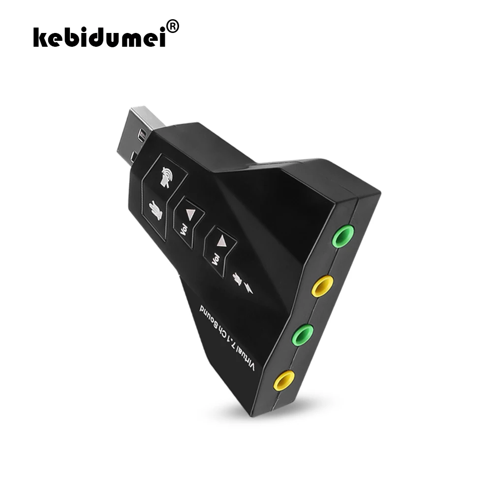 kebidumei USB Sound Card 7.1 Channel 3D Audio Sound Card Mic Adapter 3.5mm Jack Stereo Headset For Android Linux for Mac OS