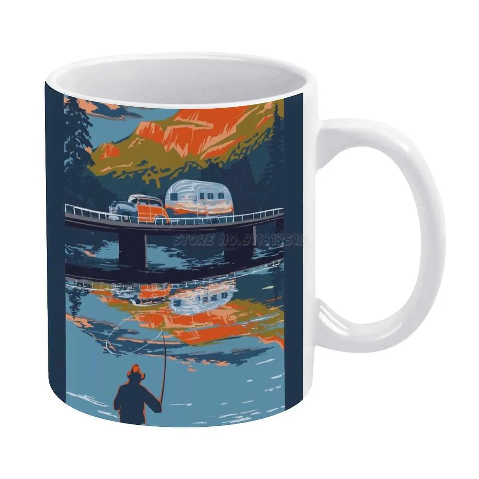 Постер для путешествий в ретро-стиле белая кружка керамическая креативная