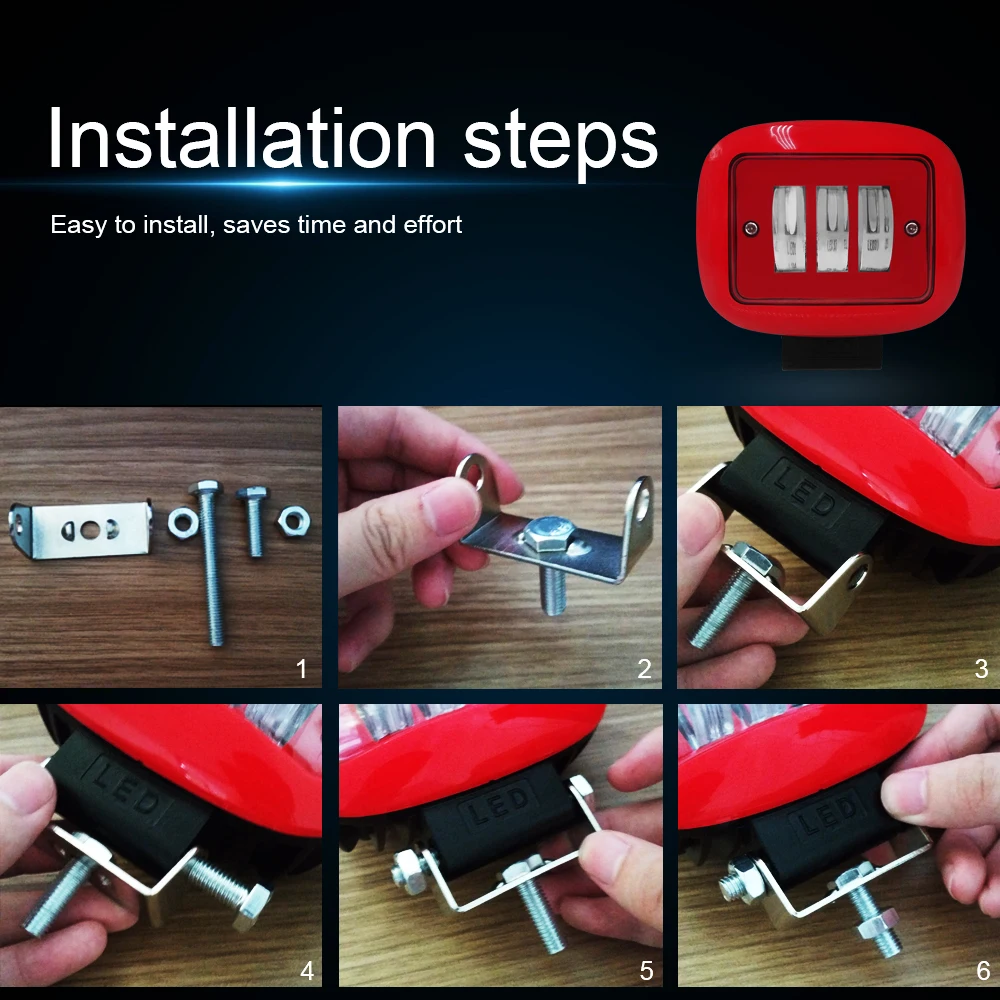 

30W Red Square LED Waterproof Work Light LED Light Bars Spot Flood Beam for Work Driving Offroad Boat Car Tractor Truck 12V 24V