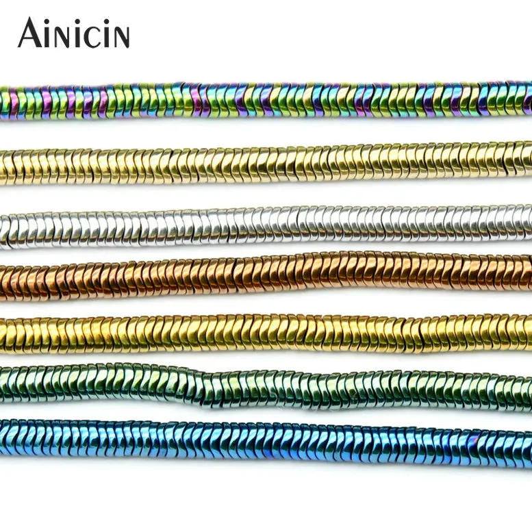 4 мм диаметр Heishi помахал форма разделитель бусины голубое золото Радуга Золотое