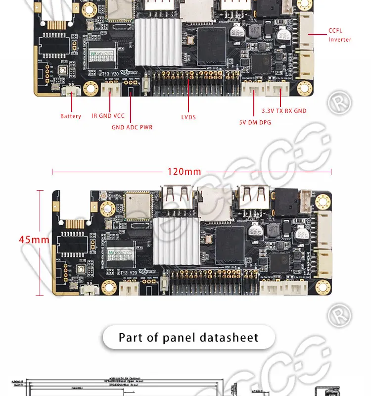 1920*720 12,3 raspberry pi ips антибликовый ЖК-дисплей экран для контроля уровня сахара в крови с 50 штырей lvds хост USB 5V DM DPG TF карты драйвер платы 1000 нит