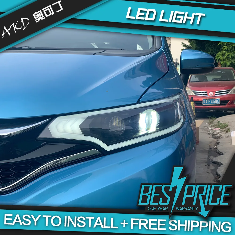 Автомобильный Стайлинг для Honda Fit gk5 gk 5 2014 2015 2016 2017 фары DRL Объектив Двойной Луч 4