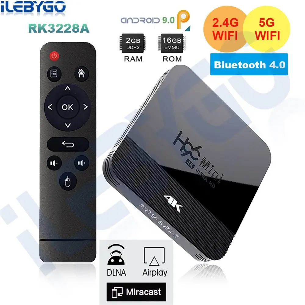 ТВ приставка H96 Mini H8 Android 9 0 RK3228A 28nm четырехъядерный процессор A7 2 4G/5G Wi Fi BT4.0 4K HD Google