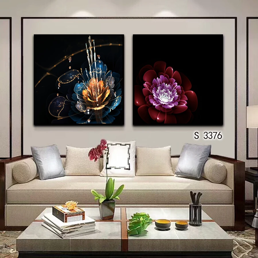 

Abstract Oil Painting Print on Canva 2pcs Modular Color Flower Canvas Art Printing Canvas Painting Wall Art Picture Home Decor