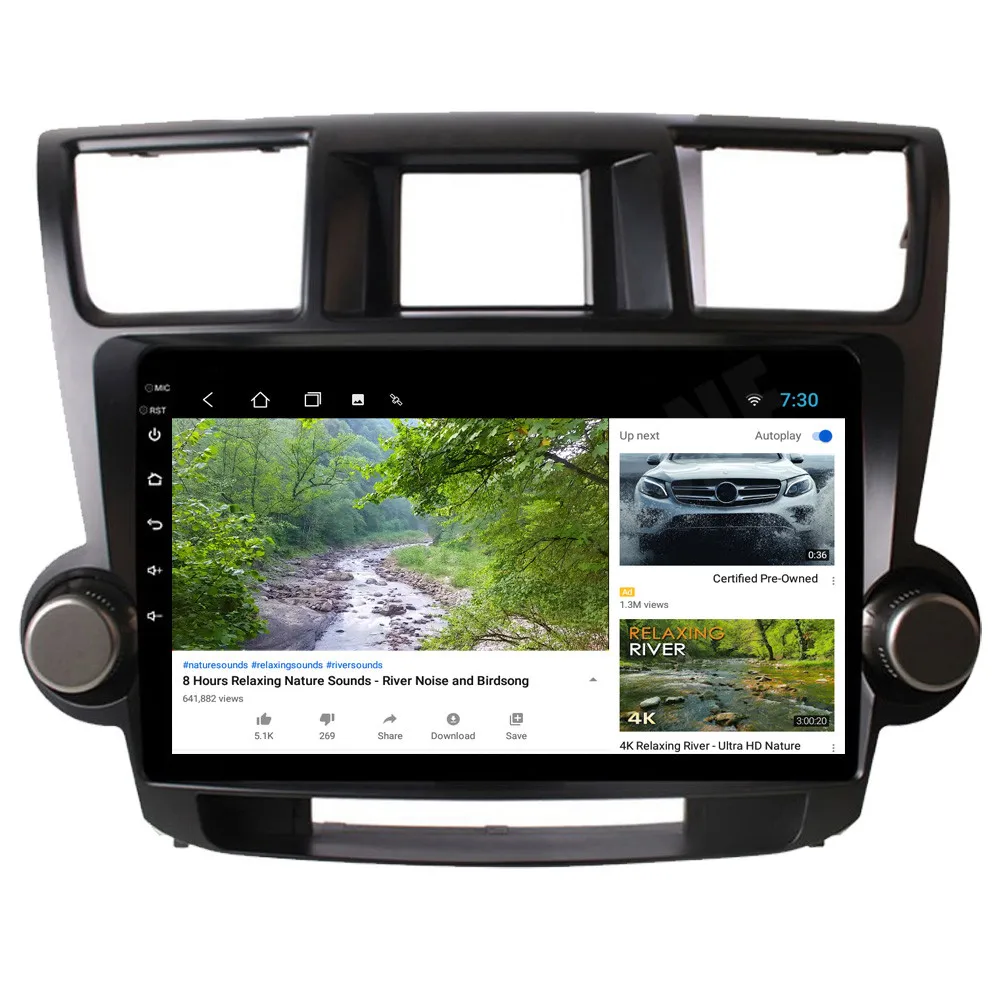 Автомагнитола RoverOne для Toyota Highlander Kluger 2009 2013 Android 10 автомобильный мультимедийный