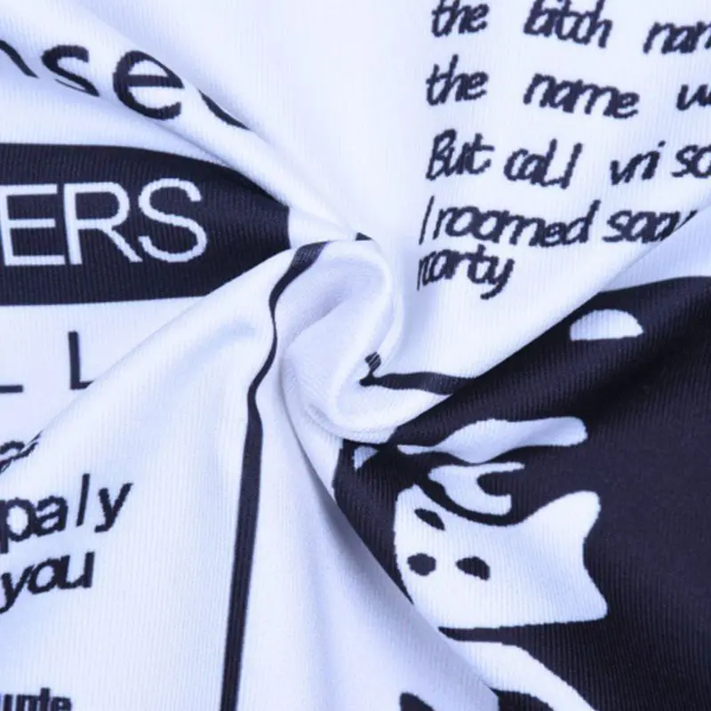 

Women Long Sleeves Pullover Top Sexy Skinny Bodysuit Vintage Newspaper Graphic Letters Printed Turtleneck Leotard Party Clubwear