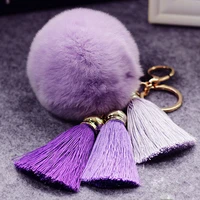 new faux rabbit fur pompom key chain cute tassel hairball pendant charm keychain on backpack women present for girlfriend