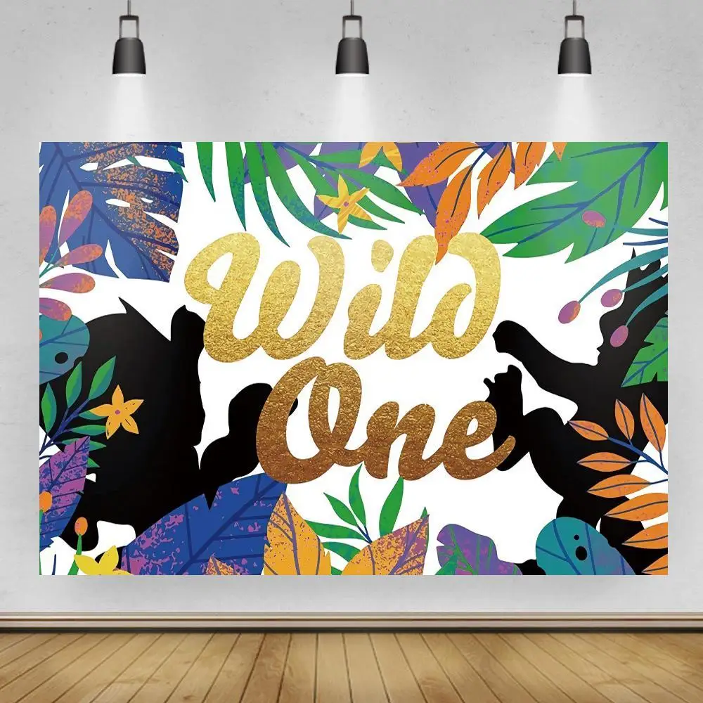 

Newborn Baby Wild One Photography Background Forest Jungle Kids 1st Birthday Decoration Backdrops Poster Cover Photoshoot