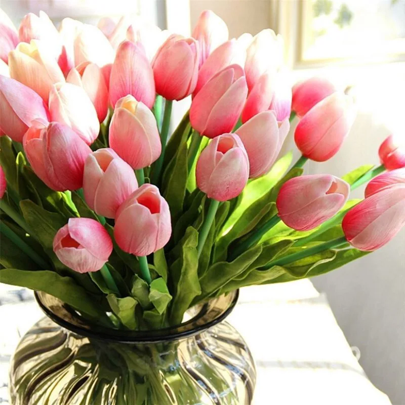 

10/20pcs Artificial Tulips Flowers Real Touch Artificial Bouquet Fake Flower Birthday Wedding Decoration Easter Home Garen Decor