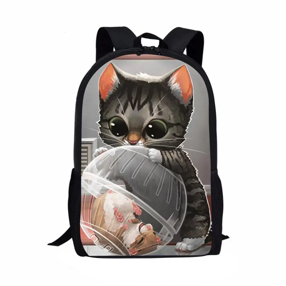 School Bag Children Halloween Gift Cute Cat Pet Hamster Print School Student Book Bag Kids Shoulder Backpack for Boy Girl