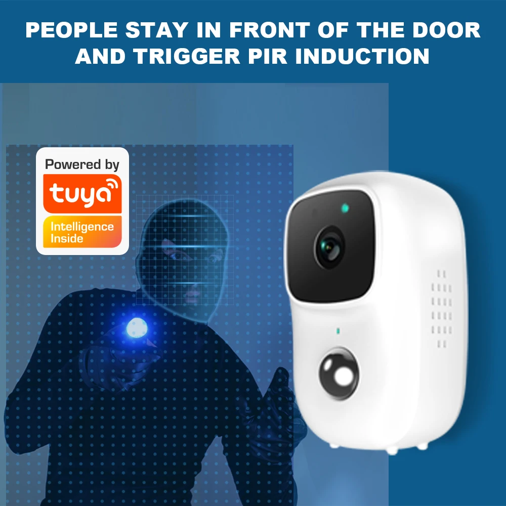 

B90 Wireless Camera WiFi Smart Video Doorbell PIR Night Vision Visual Recording Outdoor Tuya APP Security Door Bell Monitor
