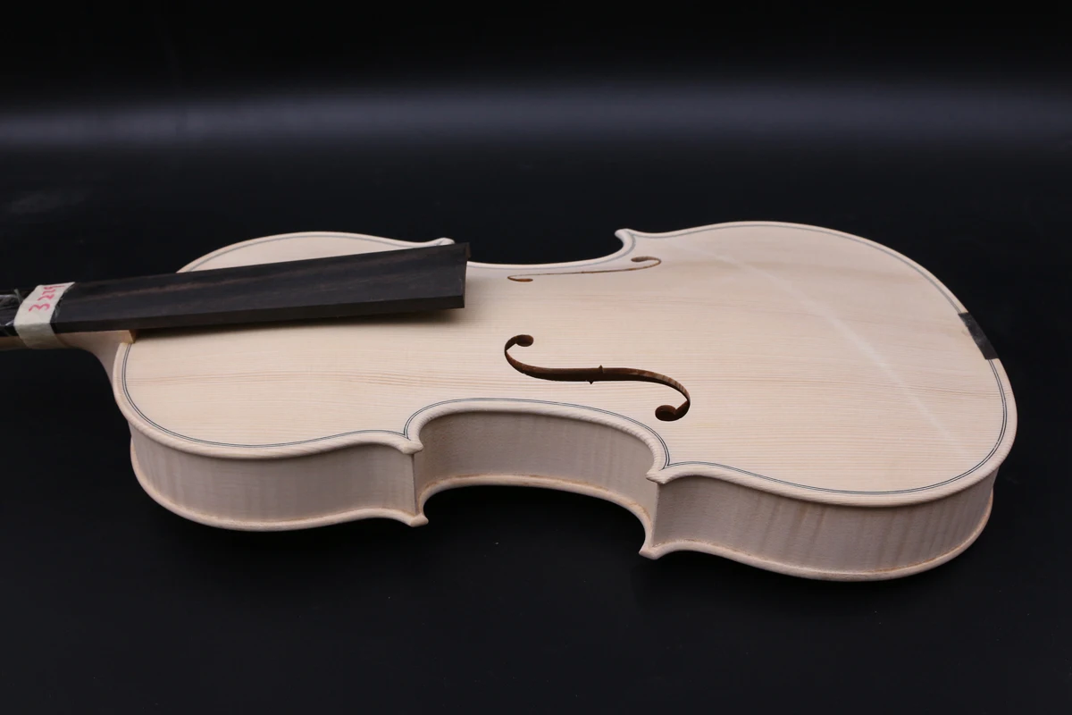 Недостроенная скрипка 4/4 полноразмерная белая с пламенем Кленовая ель дерево