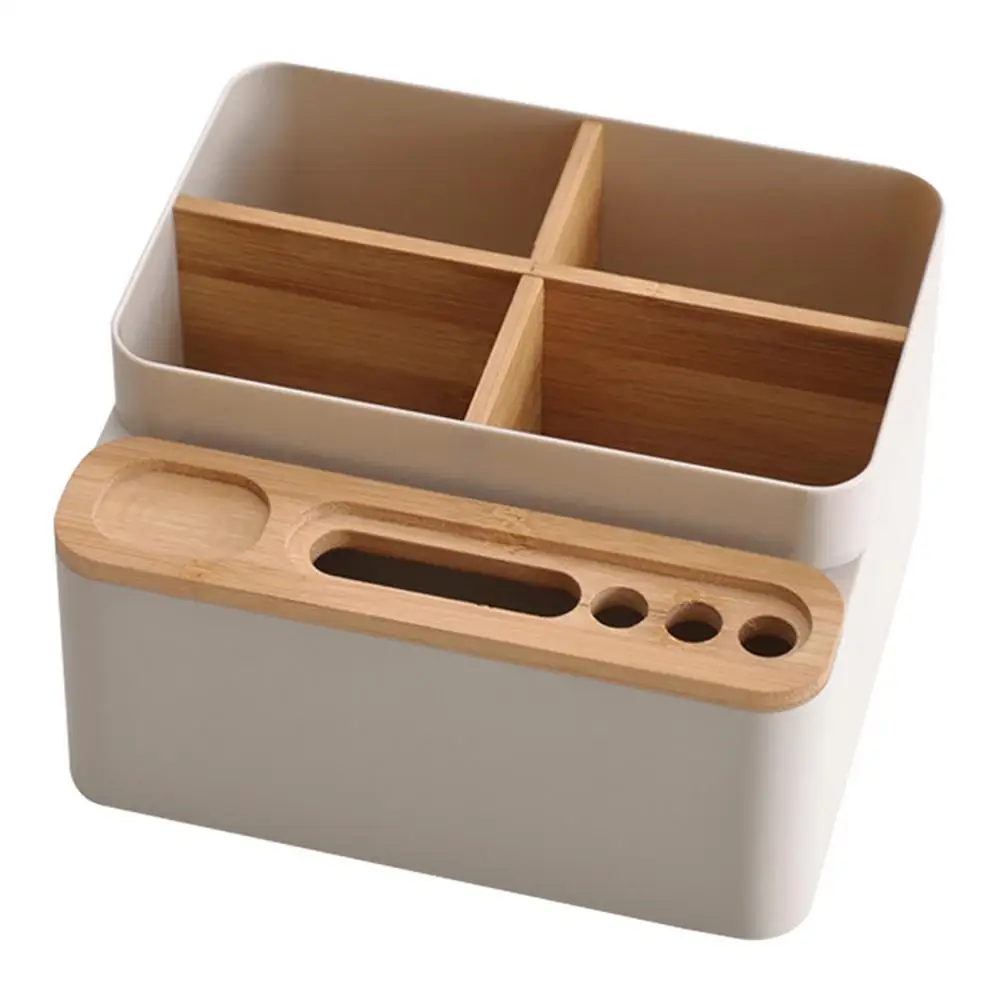 

Desk Stationery Storage Box Detachable Desktop Multi-purpose Storage Box Pen Holder Wood Pen Box For Home Office