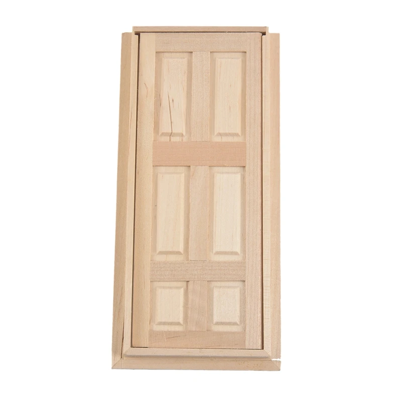 

1/12 Dollhouse Miniature 6 Panel Interior Wooden Door DIY Wood Color