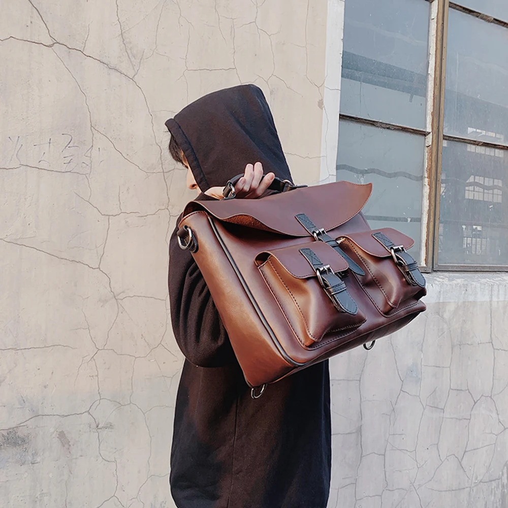 

Men Leather Retro Casual Briefcase Male Large capacity Messenger bag Laptop handbag Business Shoulder Bags Crossbody bag XA657ZC