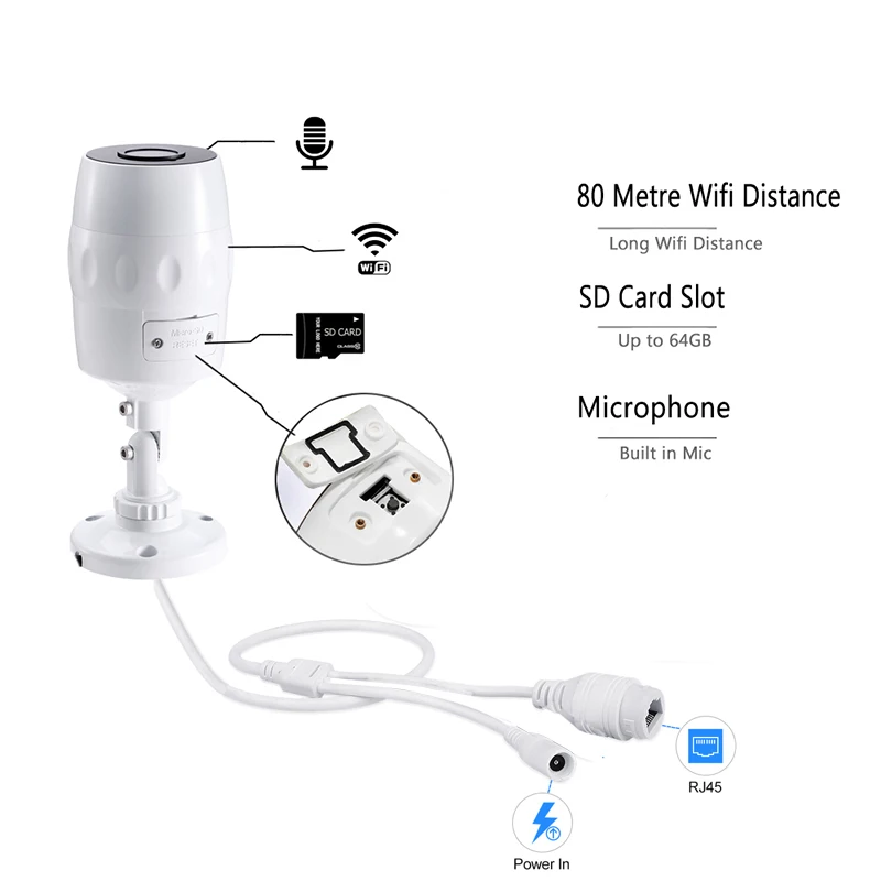 КингКэм 1080P HD WiFi система видеонаблюдения с камерами наружного исполнения 2CH/4CH, водонепроницаемыми, беспроводными, IP-видеокамерами.