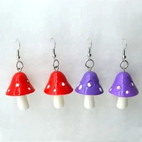 mushroom funny fashion geometric earrings for women modern cool mushroom statement hanging earrings