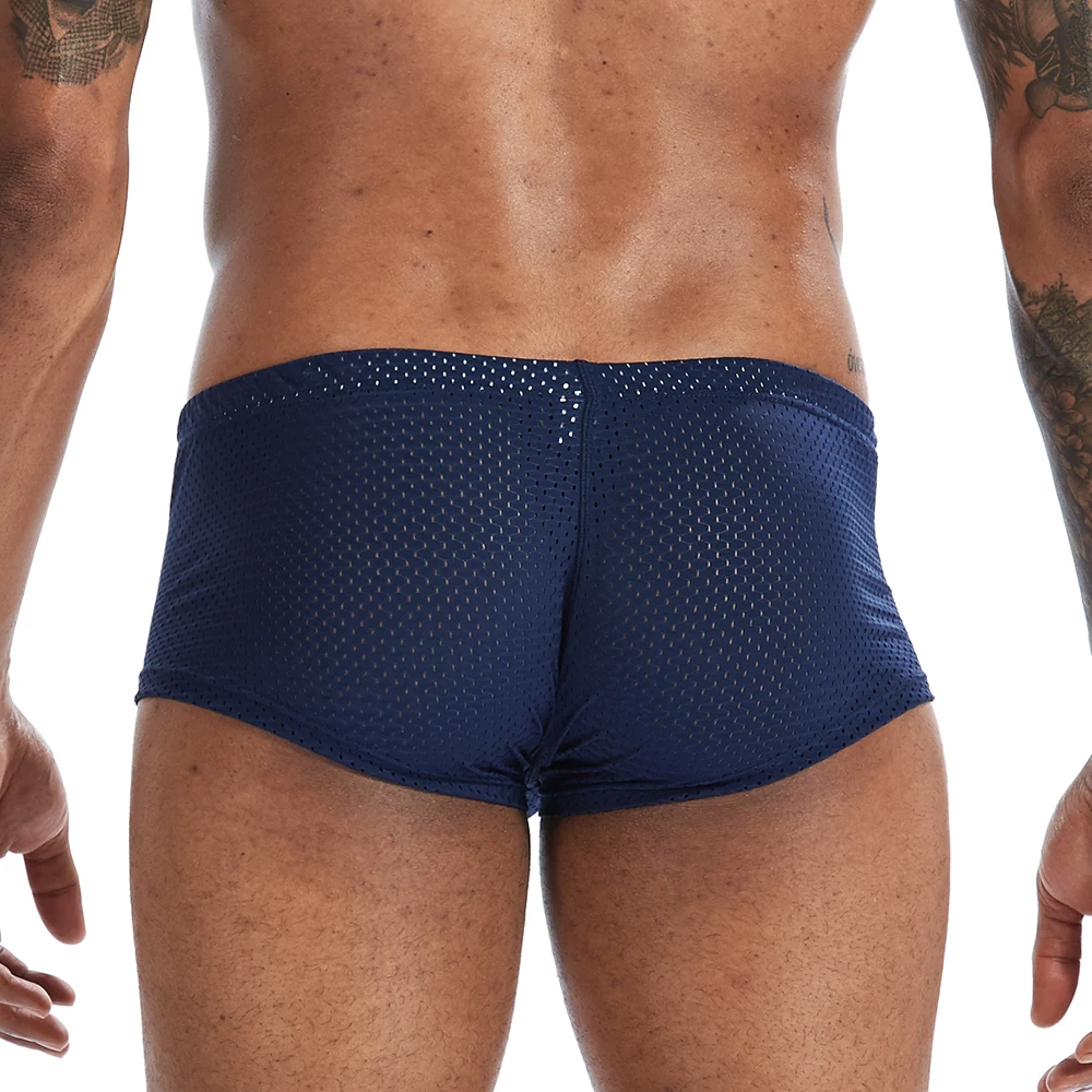 New Sexy Underwear Men Boxer Mesh U Pouch Sexy Underpants Cueca Mesh Pants Trunks Boxer shorts Gay Male Panties