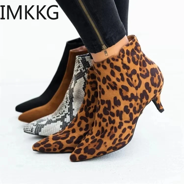 Женские зимние ботинки женские винтажные ботильоны на тонком каблуке новые