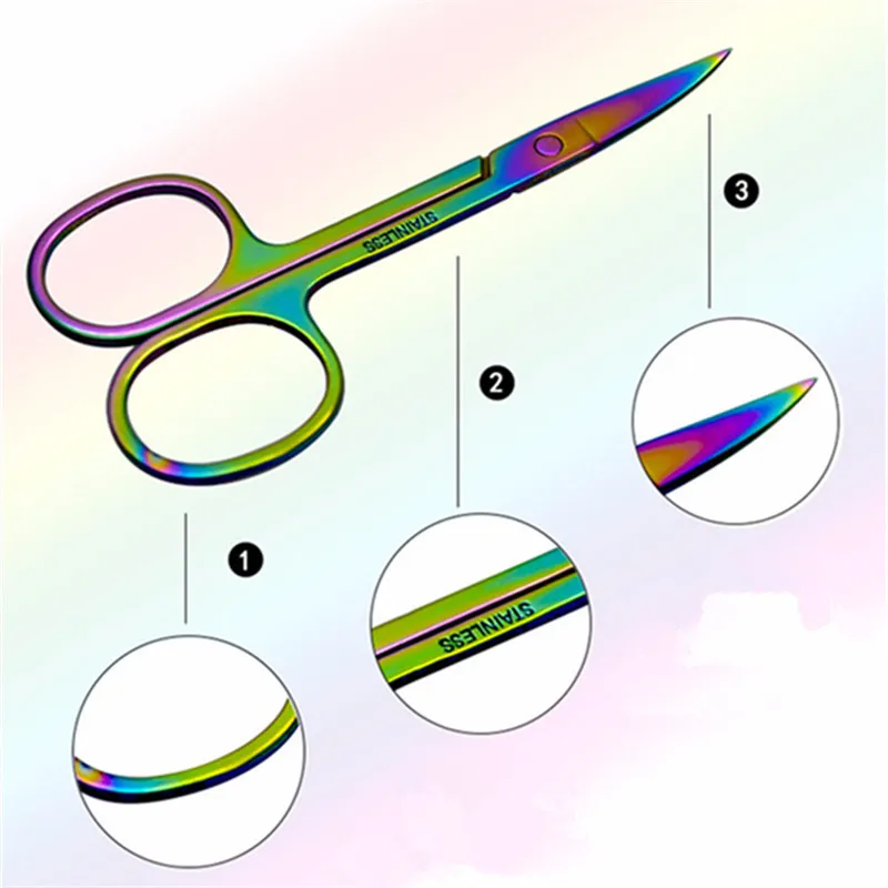 Красочные профессиональные ножницы для бровей из нержавеющей стали обрезка