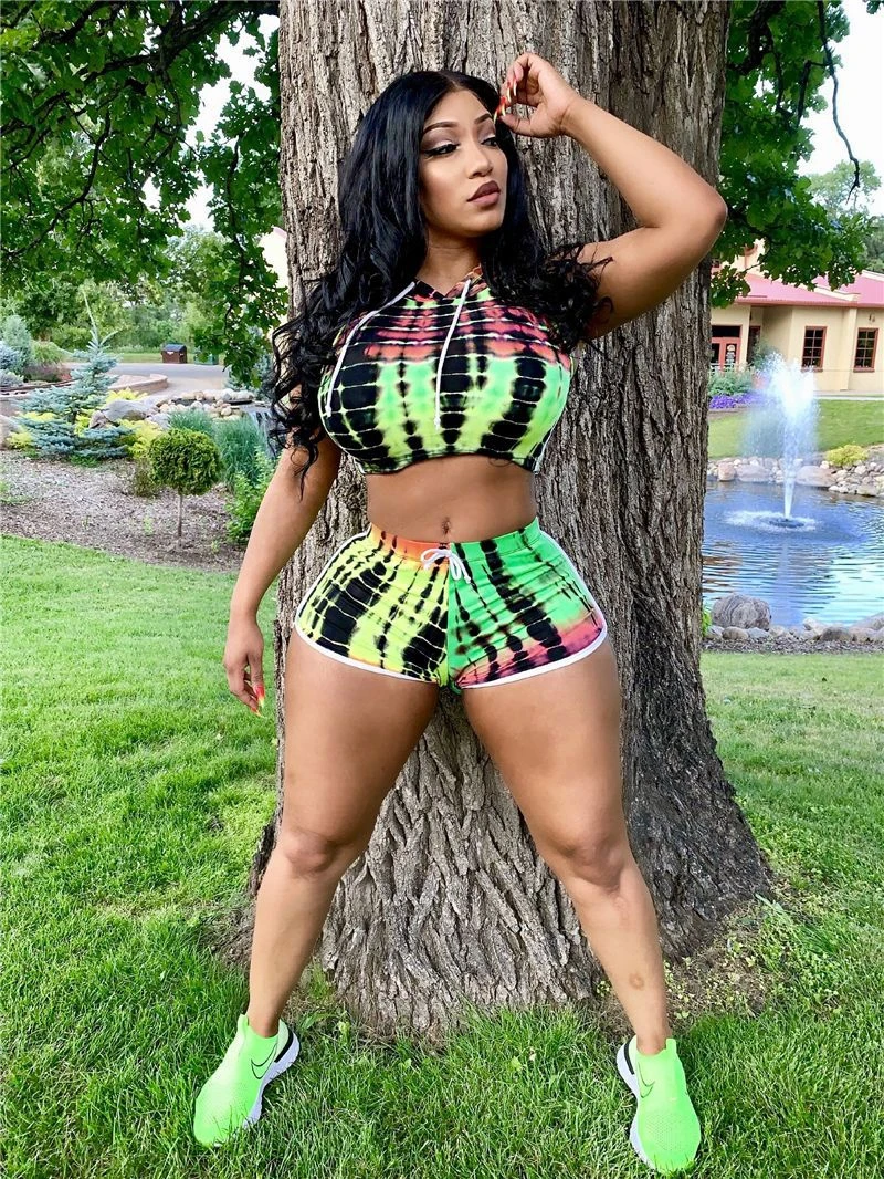 Женский Повседневный Спортивный костюм из двух предметов укороченный топ с