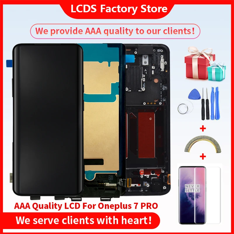 Amoled com Moldura para Oneplus Amoled com Tela de Quadro Lcd para Oneplus Original Super Tela 10-touch 6.67 7 Pro