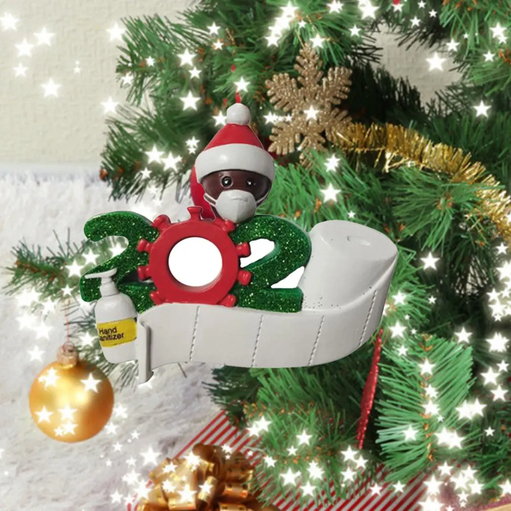 Colgante personalizado de adorno de Navidad, Mini colgante de decoraci&oacute;n de mu&ntilde;eca con m&aacute;scara y sombrero de Navidad-1