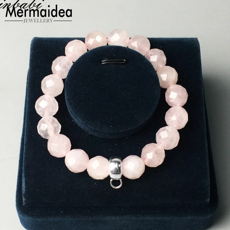Женский браслет-шарма с розовым кварцевым камнем Романтичный подарок трендовый
