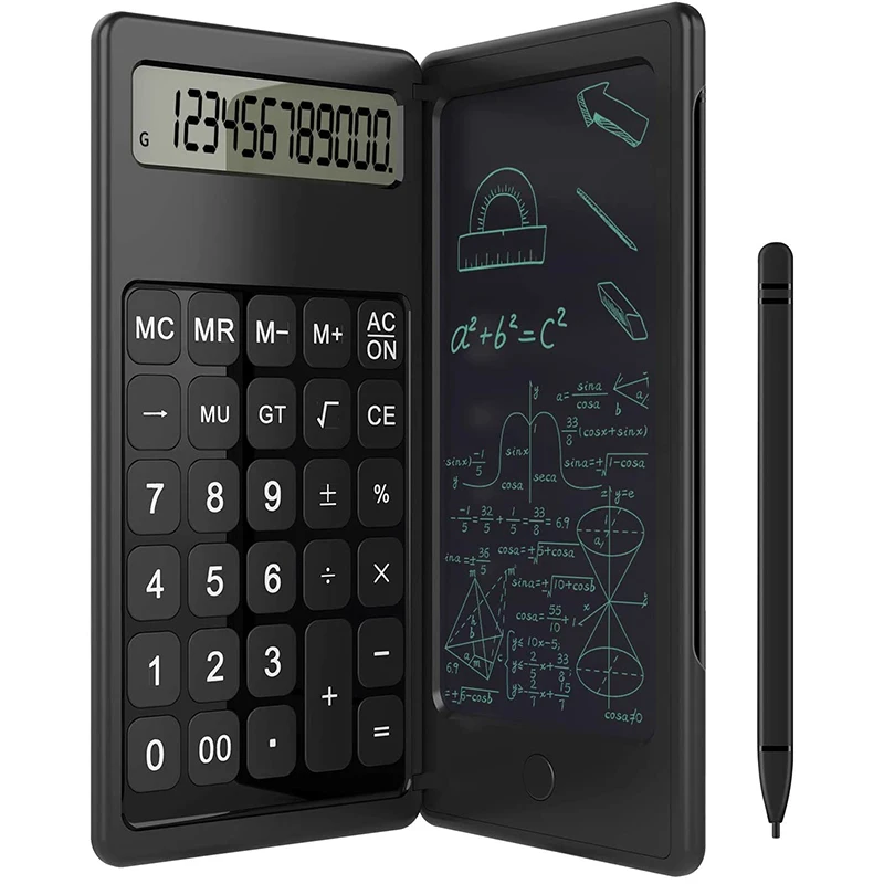 

6 Inch LCD Writing Tablet Digital Drawing Pad Foldable Calculator 12 Digits Display With Stylus Pen Button Lock Function