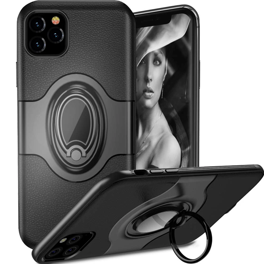 Магнитный чехол подставка для телефона iPhone 11 Pro Max с кольцом на палец Прозрачный