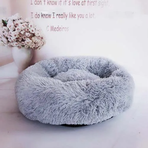 Light Gray Длинная плюшевая супер мягкая кровать для домашних животных питомник собака круглый кот зимний теплый спальный мешок щенок подушка коврик переносные принадлежности для кошек PD045 - Цвет: Light Gray