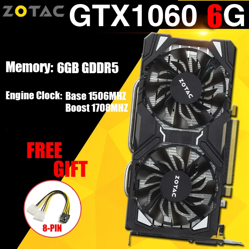 

ZOTAC NVIDIA Graphics Cards GTX 1060 6GB Gaming PC Video Card NVIDIA GeForce GPU GTX 1060 6GB 192Bit GDDR5 VGA Card For PC Used