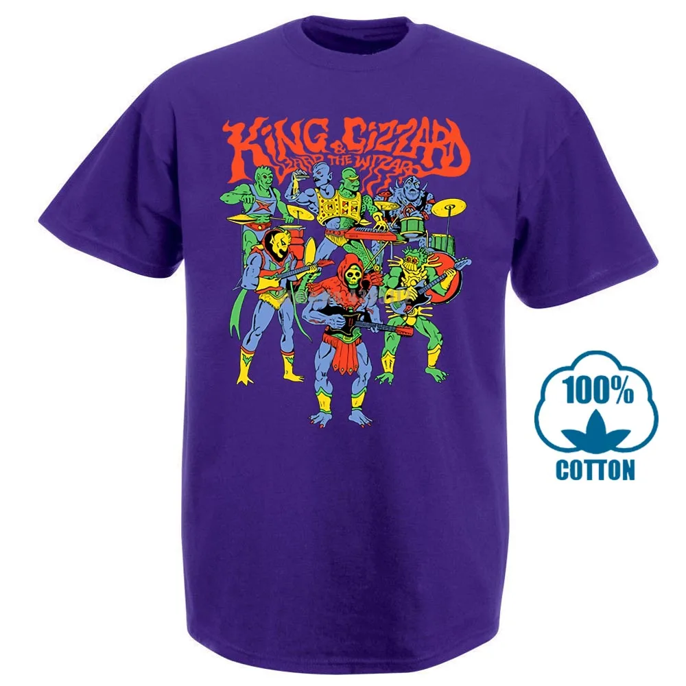 Фиолетовый Черные мужские футболки с принтом «King Gizzard And The Lizard Wizard»; одежда - Цвет: Фиолетовый