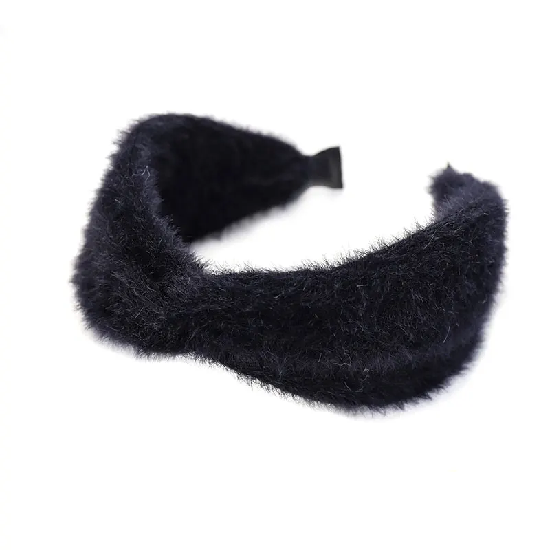 

Faux Fur Headbands For Women Cross Knot Hairbands Winter Autumn Warm Turban Soft Knitted Wide Head Hoop Female Hair Accessories