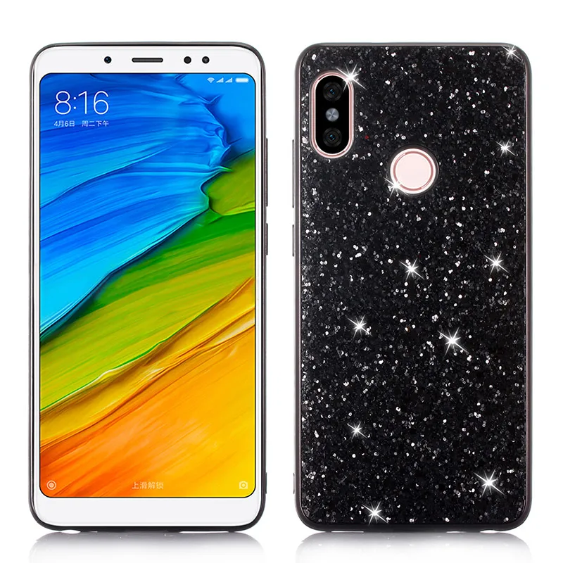 Чехол для Xiaomi Redmi Note 5 Pro из силикона с блестками и кристаллами, мягкий TPU ковер 5P 6 on.