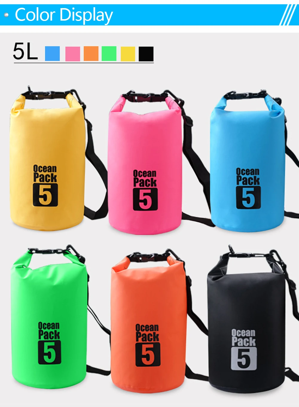 5L/10L/15L/20L/30L открытый плавательный водонепроницаемый мешок пакет ПВХ брезент Кемпинг рафтинг хранения сухой мешок с регулируемым ремешком крюк