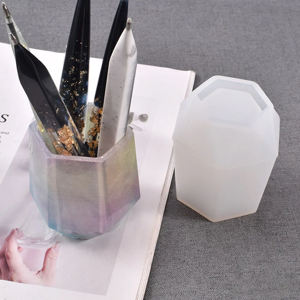 

Шестиугольный цветочный горшок, искусственная форма ручной работы для стола, коробка для хранения, держатель для ручек, коробки, форма для и...