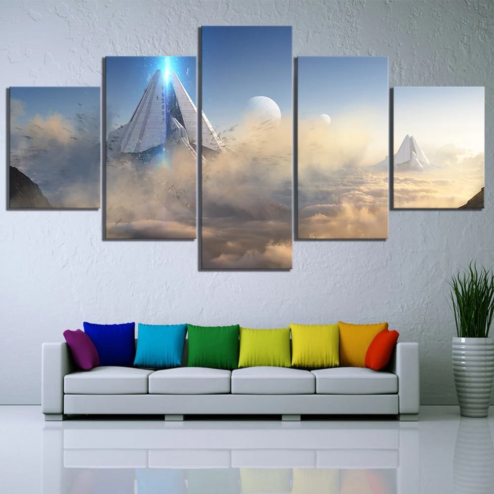 

Home Decorative Canvas HD Prints 5 Panel Game Scene Titanfall 2 Video Game Paintings Modular Pictures Wall Art Poster Framework