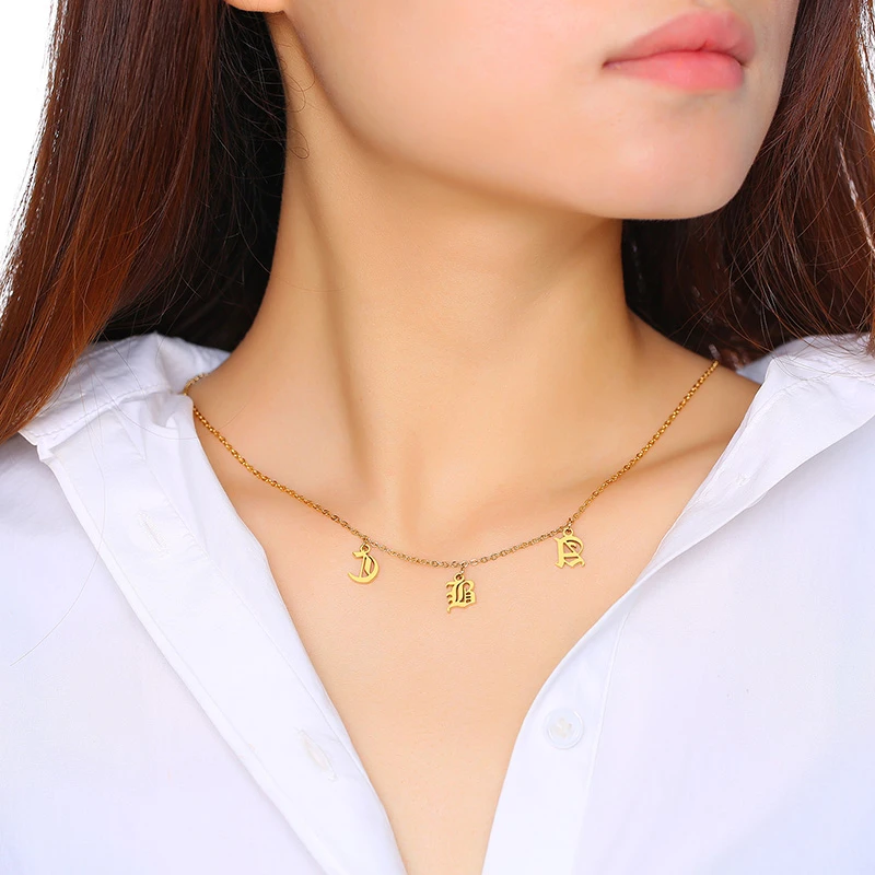 Old English Personalized Name Necklace Custom Any Font Choker Necklaces For Women Graduation Gifts | Украшения и аксессуары