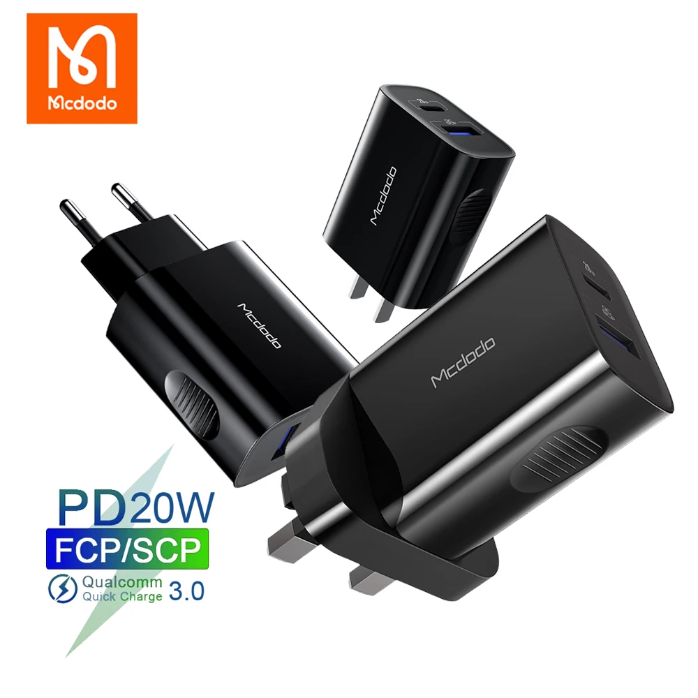 

Mcdodo PD 20W USB Charger Fast Charging For iphone 13 12 ProMax Macbook Redmi Quick Charge4.0 Plug EU/UK/US Mobile Phone Charger